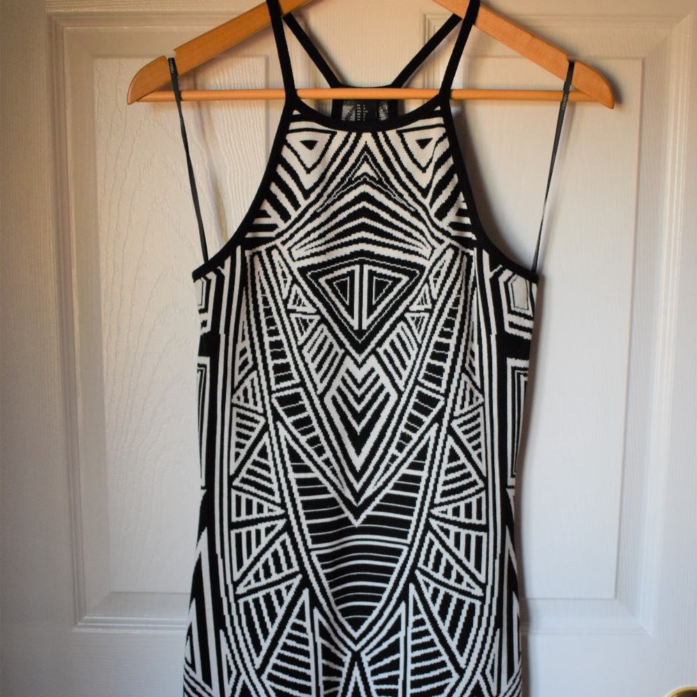 Black and White Tribal Halter Dress